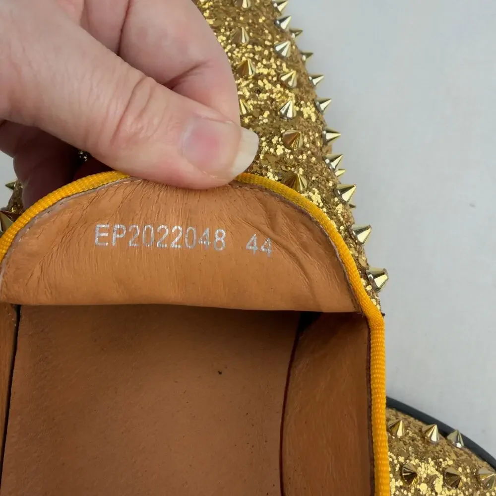 Erphpre Paul Paris Gold Studded Loafer Shoes Men's 44 Sz 11 Spikes Party Holiday